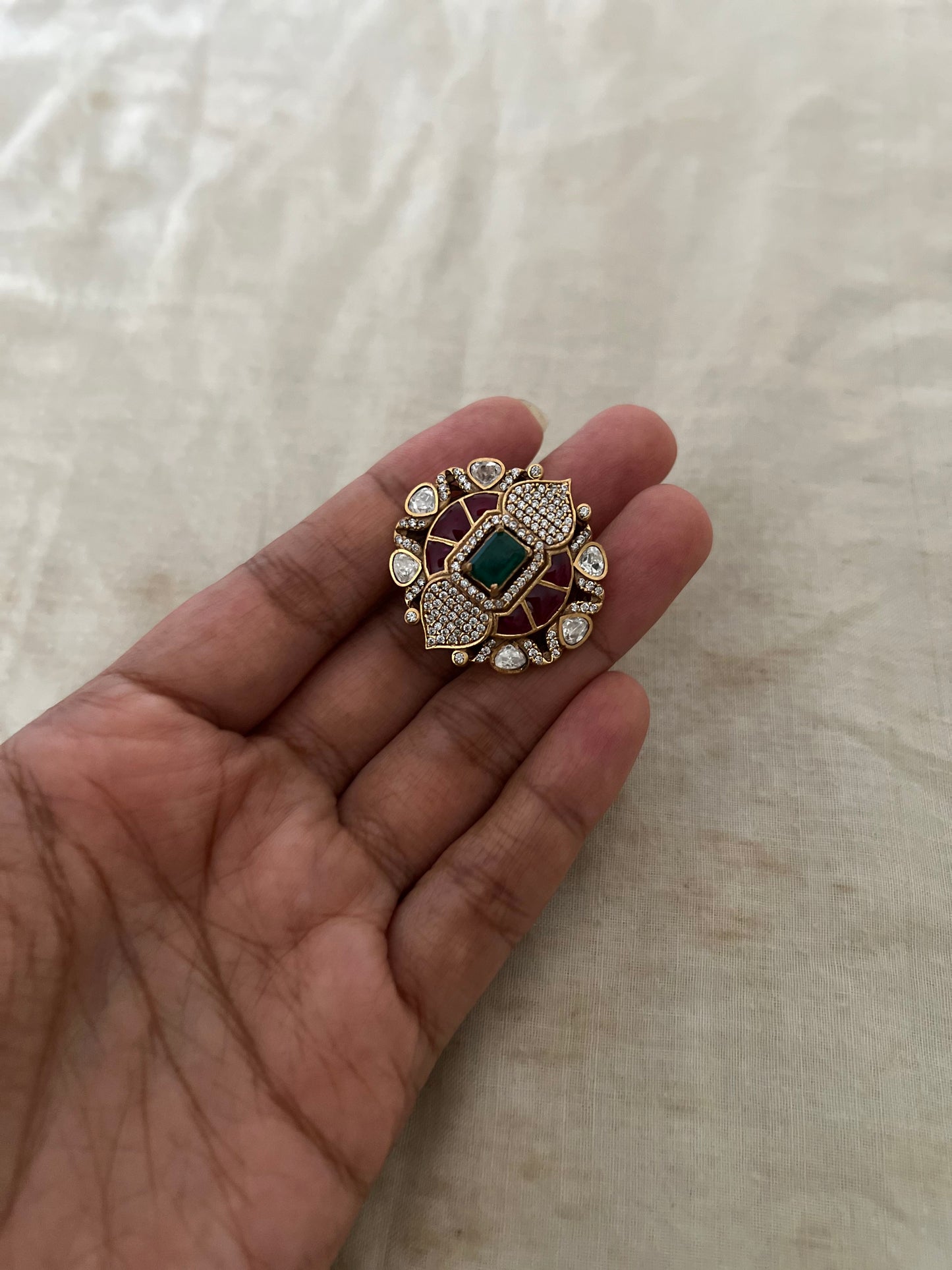 Rajvanshi Polki Traditional Oversized Indian Ring Jewelry By Ranibaug