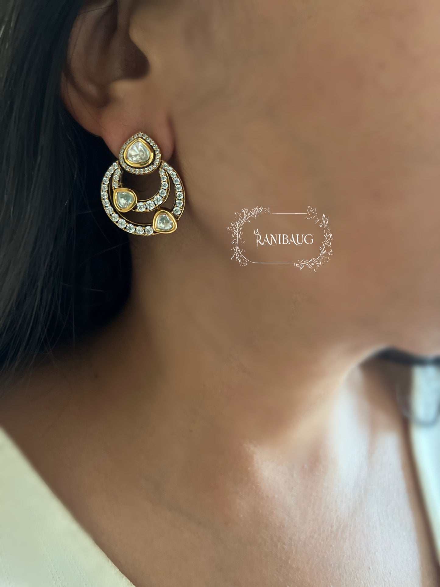 Rajvi Trendy Polki Stud Earrings By Ranibaug