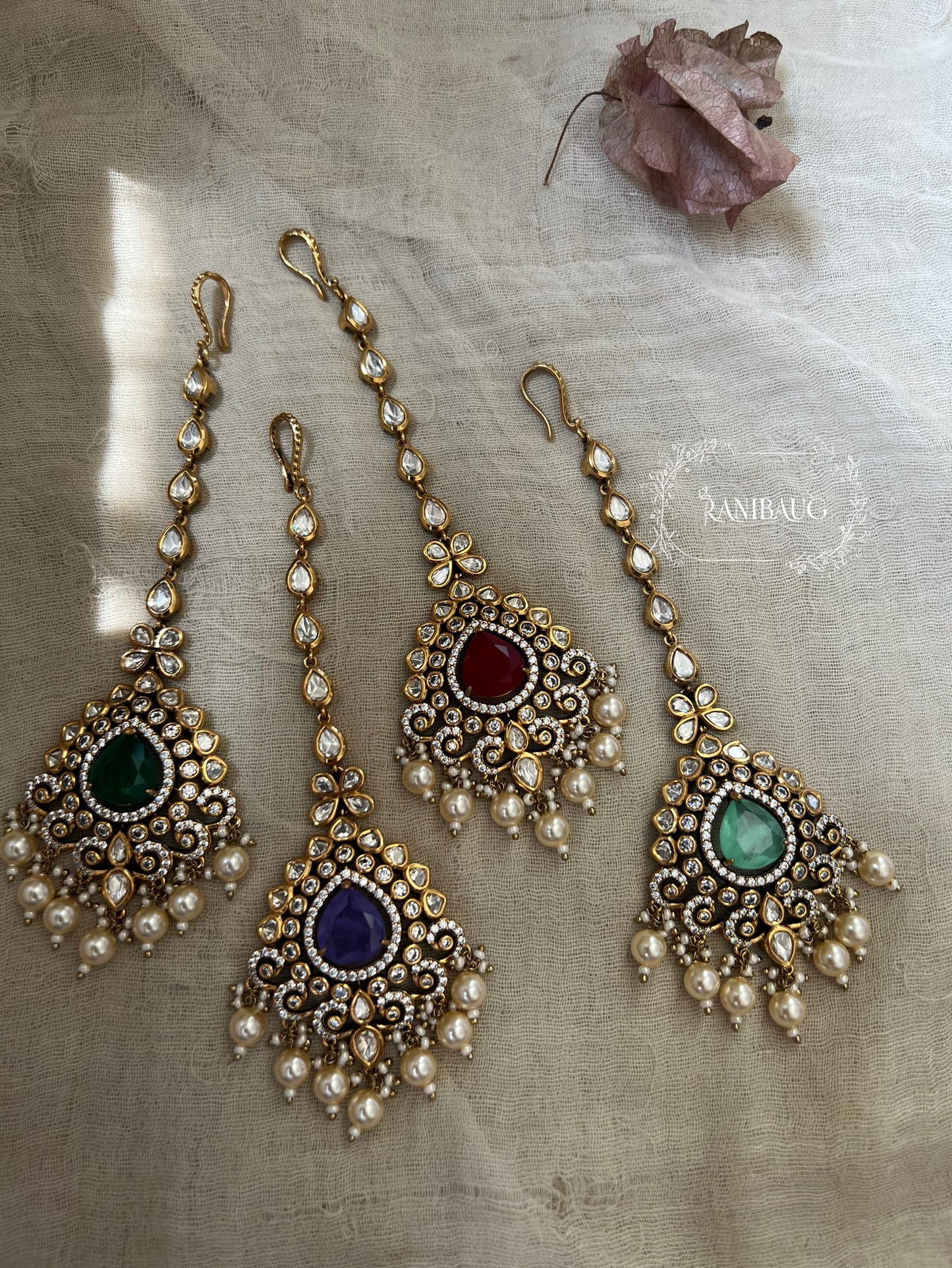 Ramya Vintage Polki Kundan Festive Maang Tikka By Ranibaug