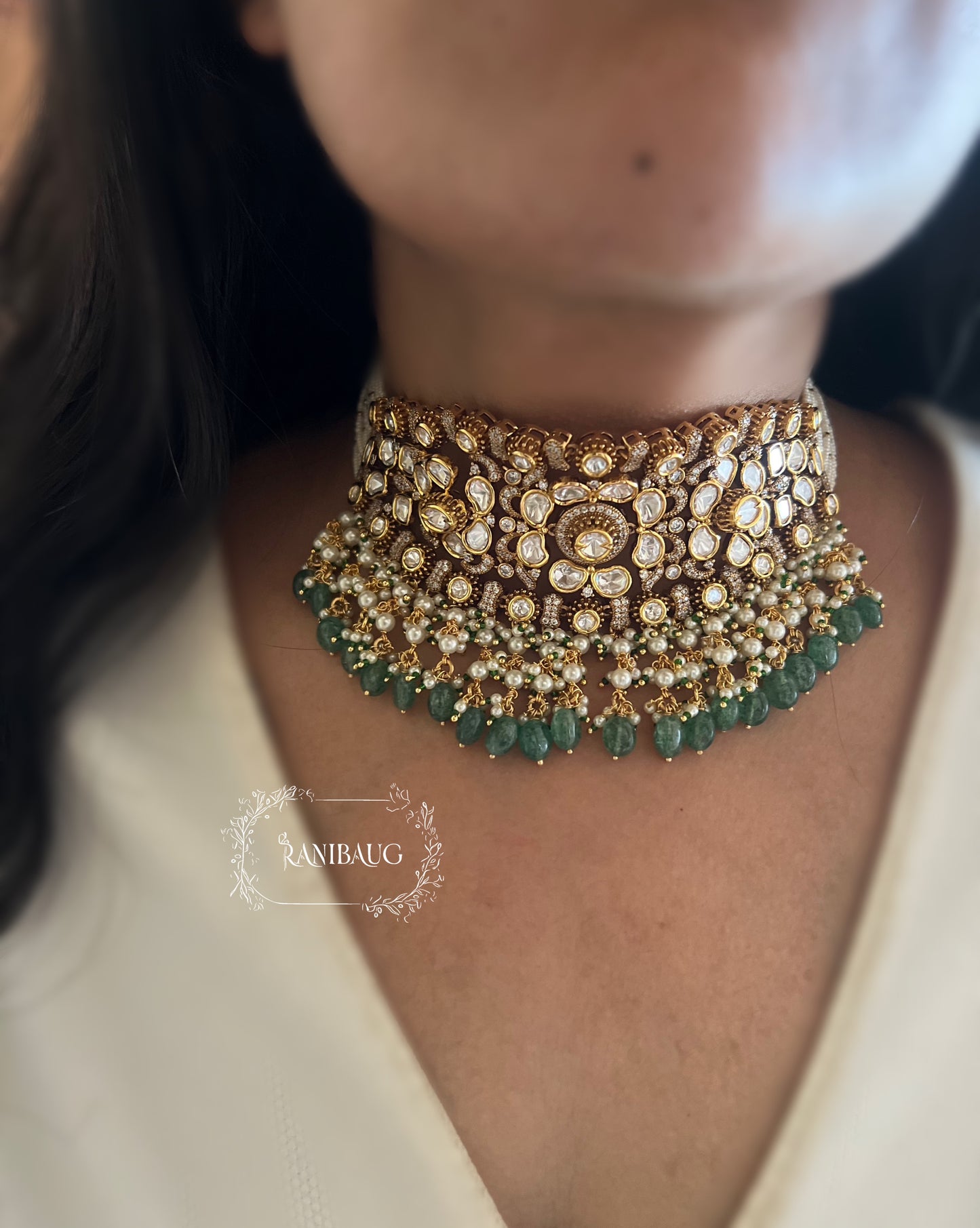 Rani Abushan Royal Polki Kundan Victorian Beaded Heavy Green Necklace Set By Ranibaug | Latest Wedding Jewelry Collection 2026