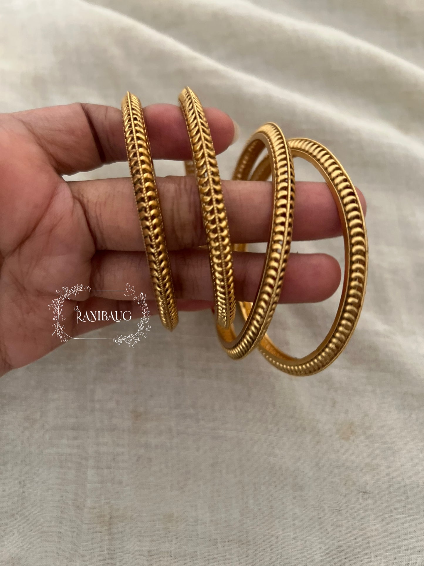 Ranibaug Heritage Classic Gold Bangles (Set Of 4)