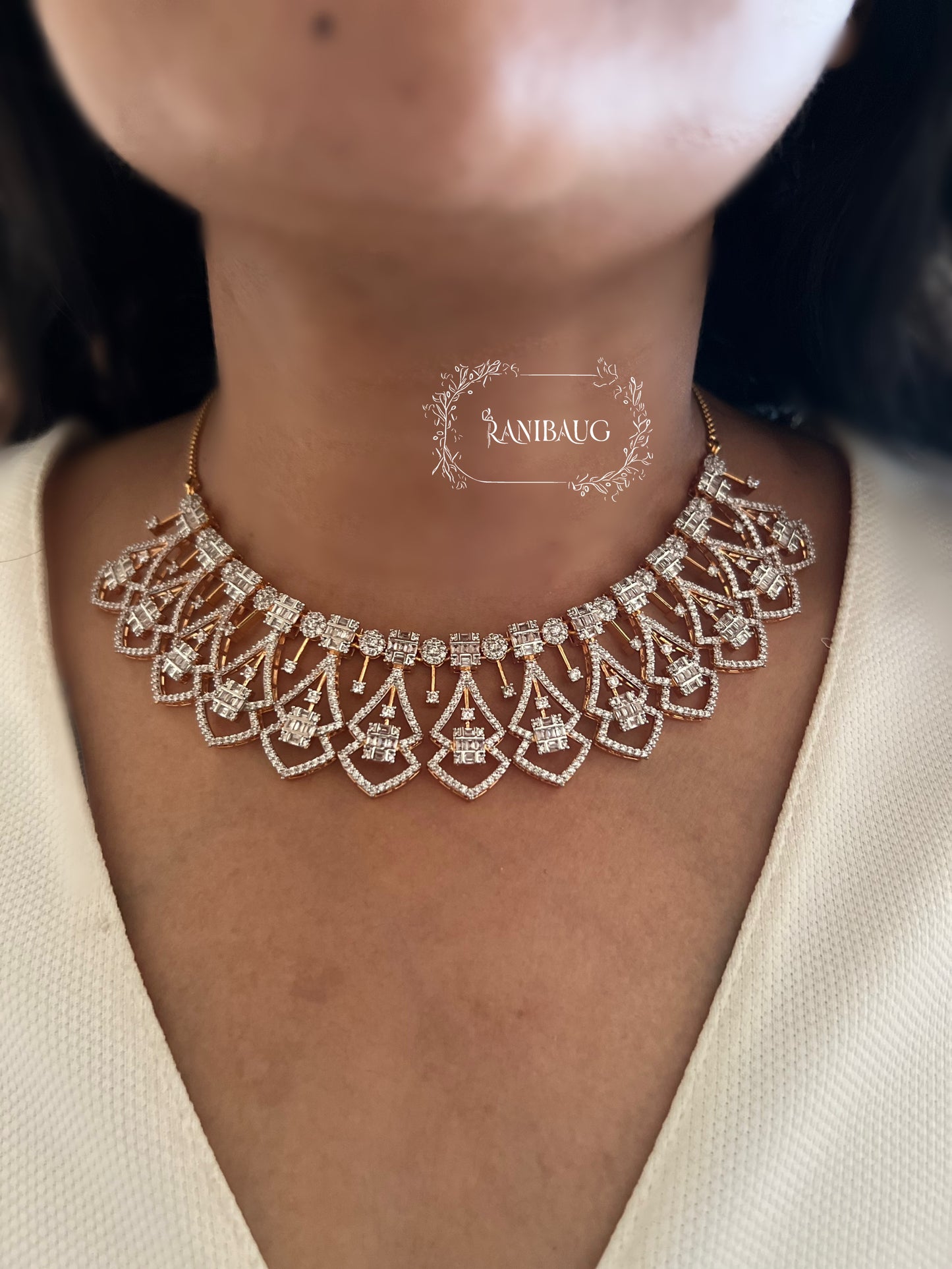 Ranibaug Regal Vintage Filigree Diamond Necklace Jewellery Set