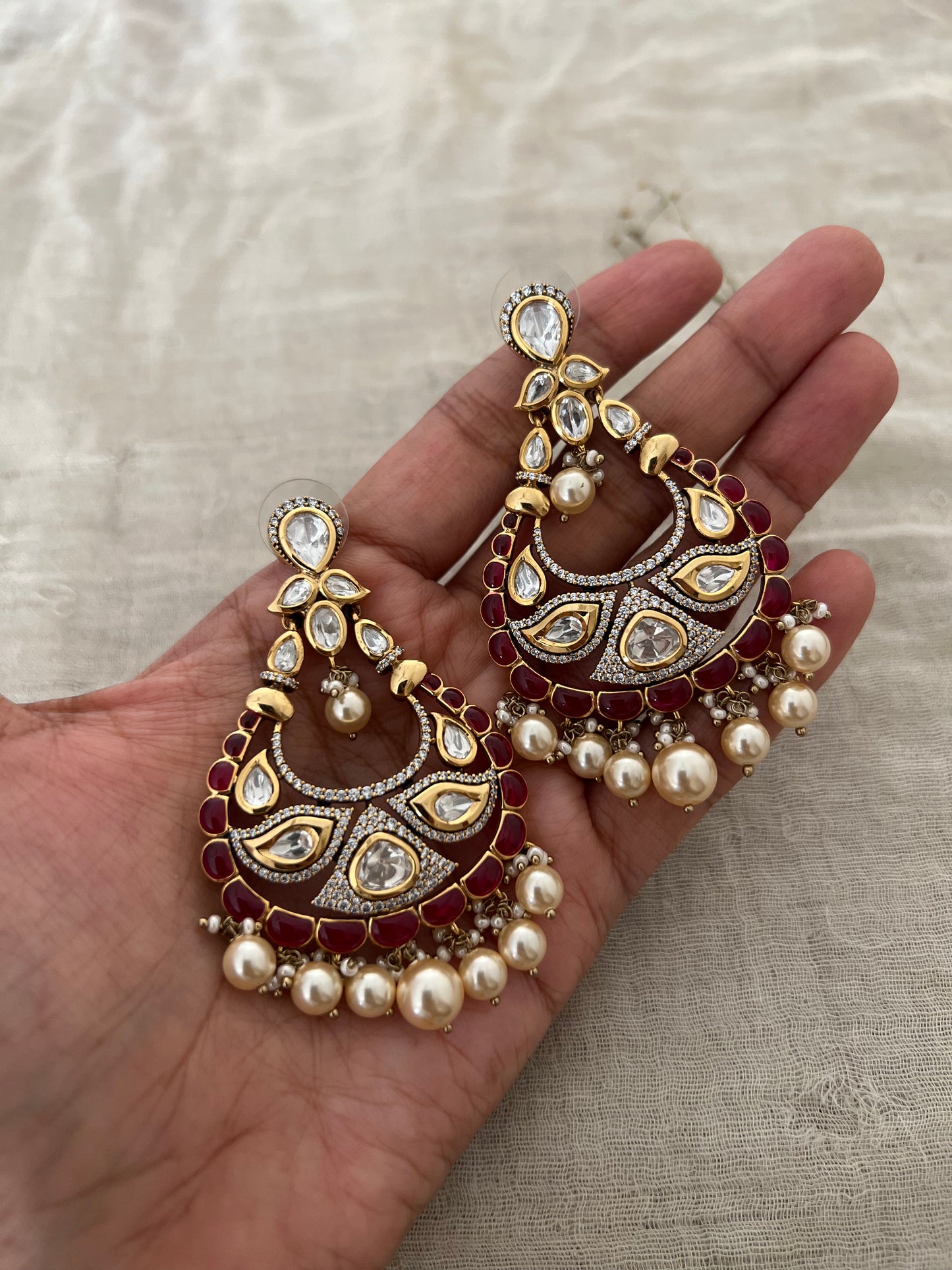 Ranibaug Eklavya Kundan Earrings With Pearls