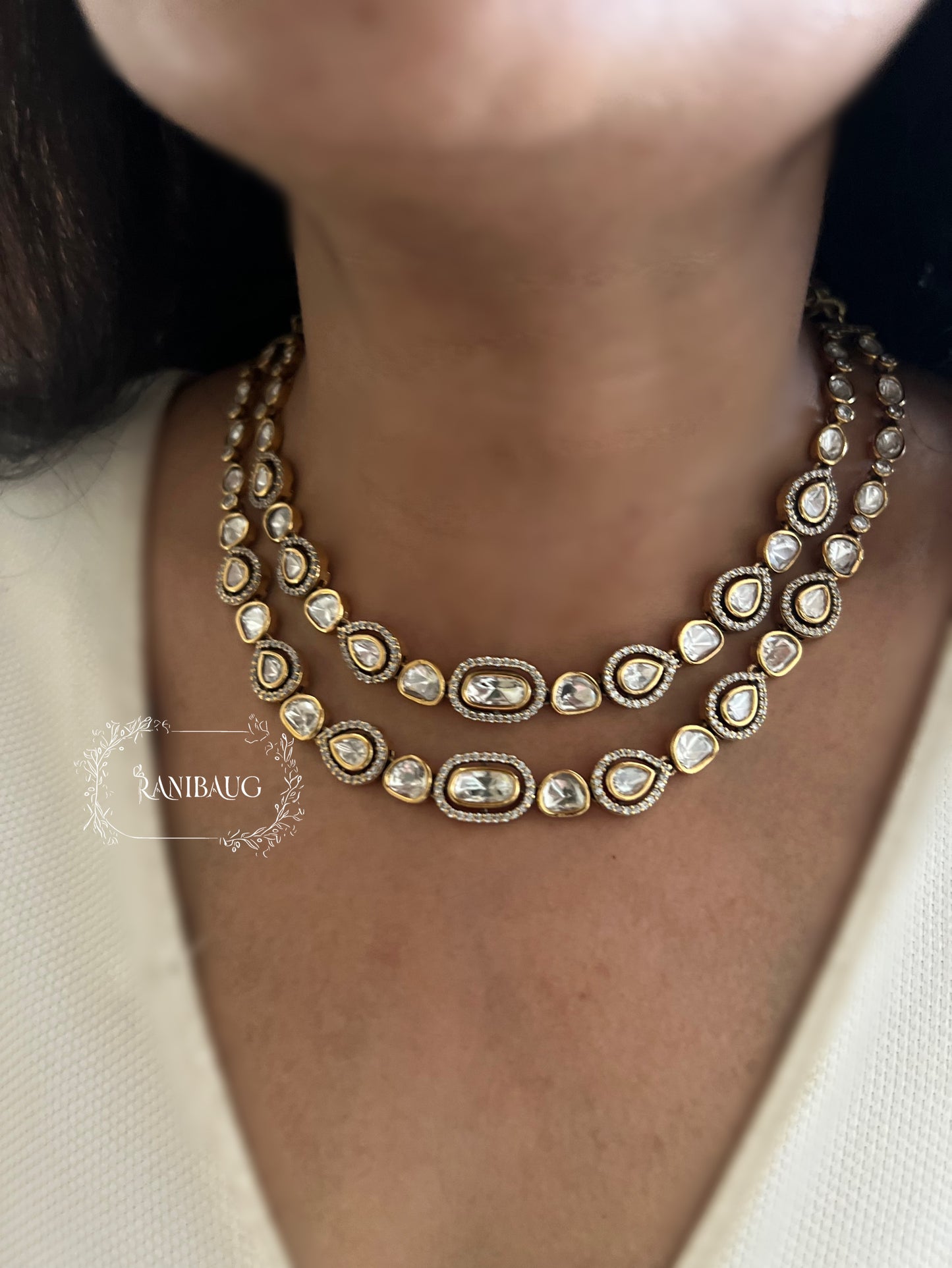 Rashi Antique Victorian Polki Kundan Do Ladi Jewellery Set By Ranibaug