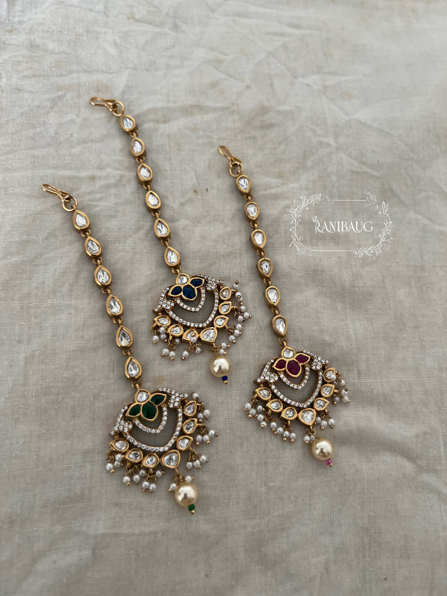 Rashi Traditional Indian Gold Plated Kundan And Pearl Maang Tikka By Ranibaug