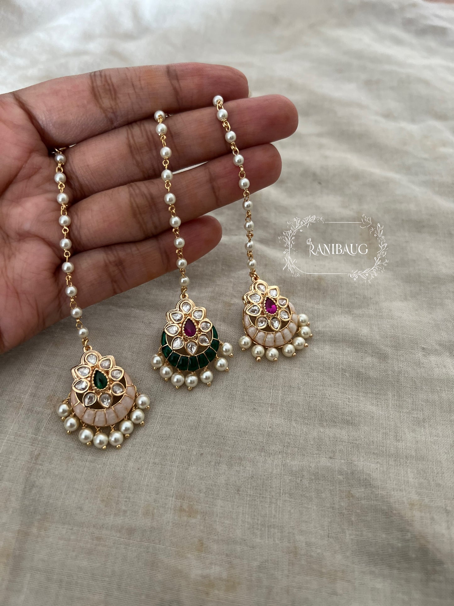 Revanshi Meenakari Inspired Minimal Teardrop Cute Maang Tikka Hair Jewelry By Ranibaug