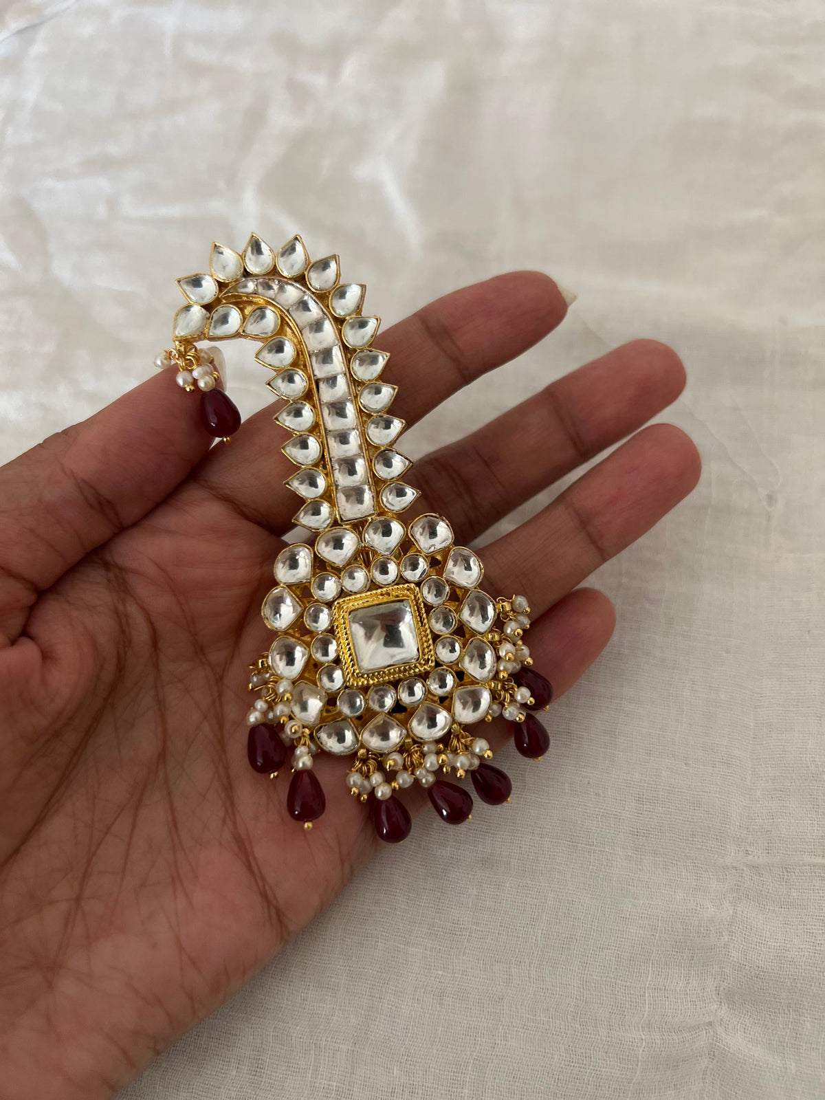 Rijhansh Polki Kundan Gold Finish Kalgi By Ranibaug