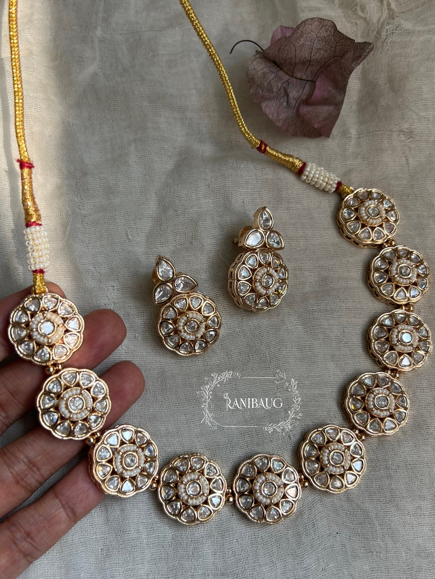 Rikta Rajasthani Polki Kunsan Jewelry Set By Ranibaug
