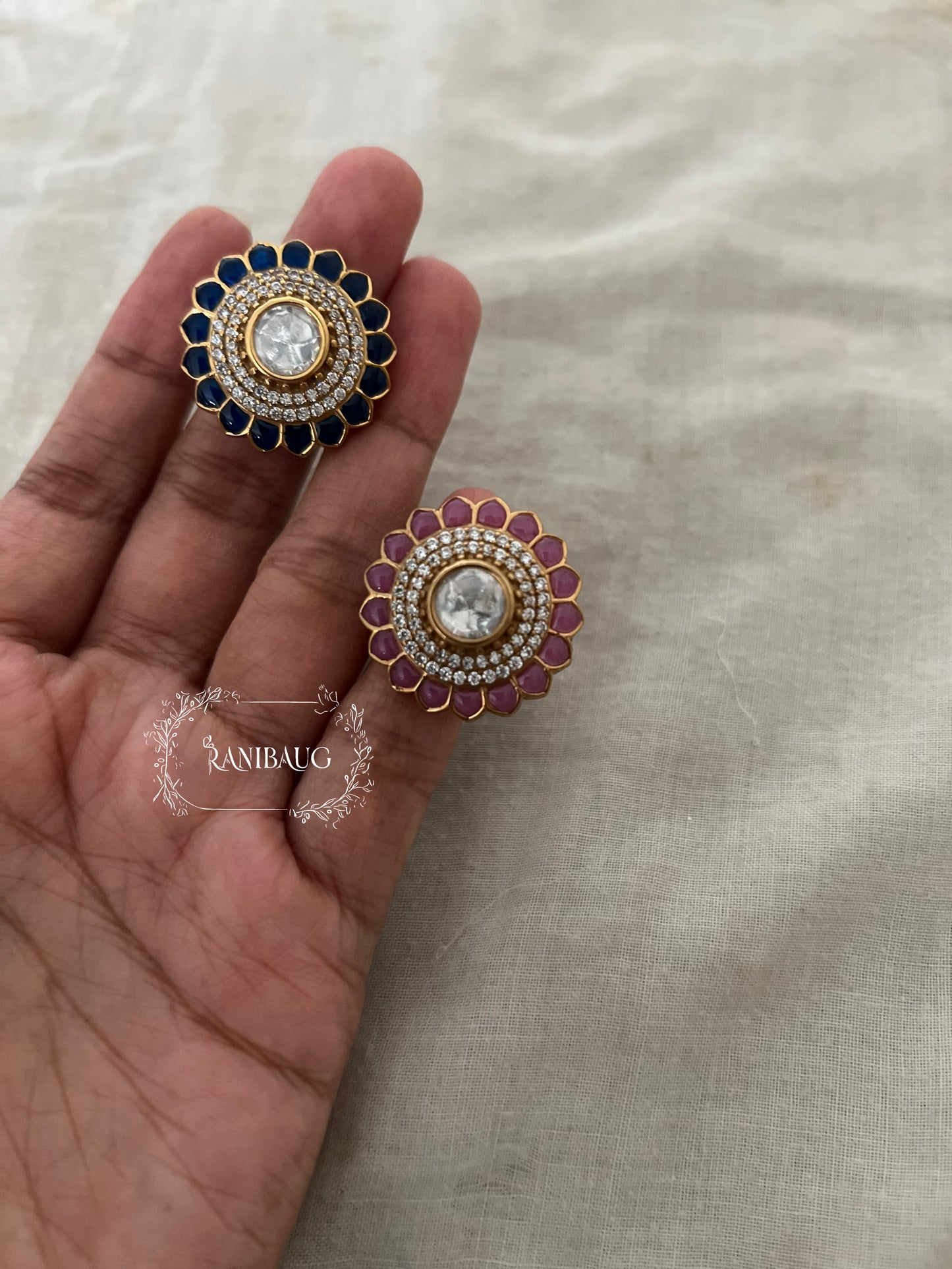 Rishiti Floral Polki Motif Gold Finish Festive Ring Jewelry By Ranibaug