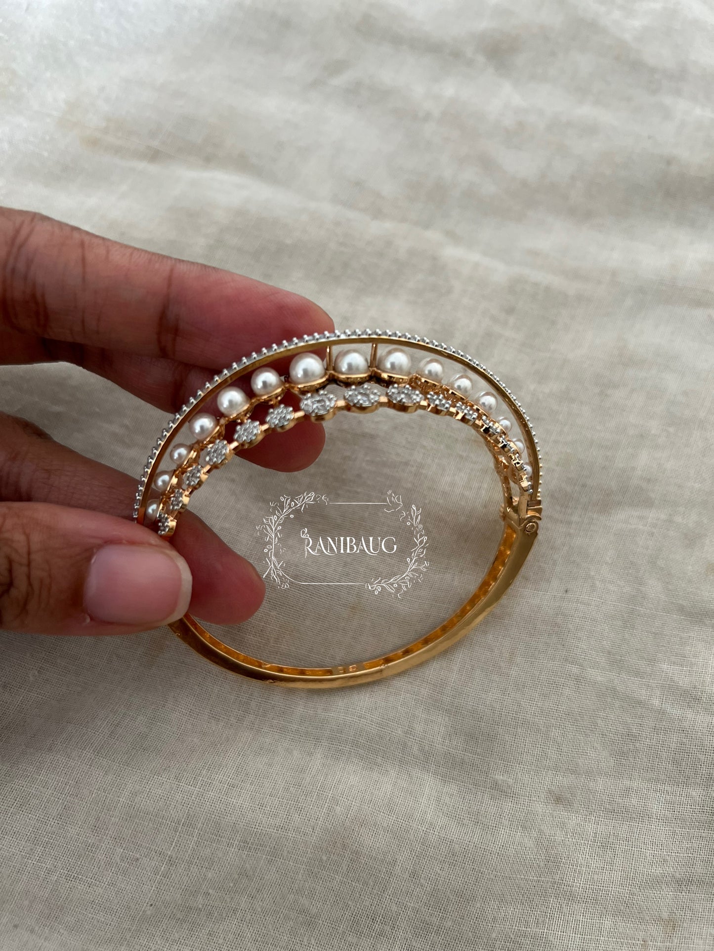 Rishvi Pearl Diamond Luxe Designer Bracelet Jewelry By Ranibaug