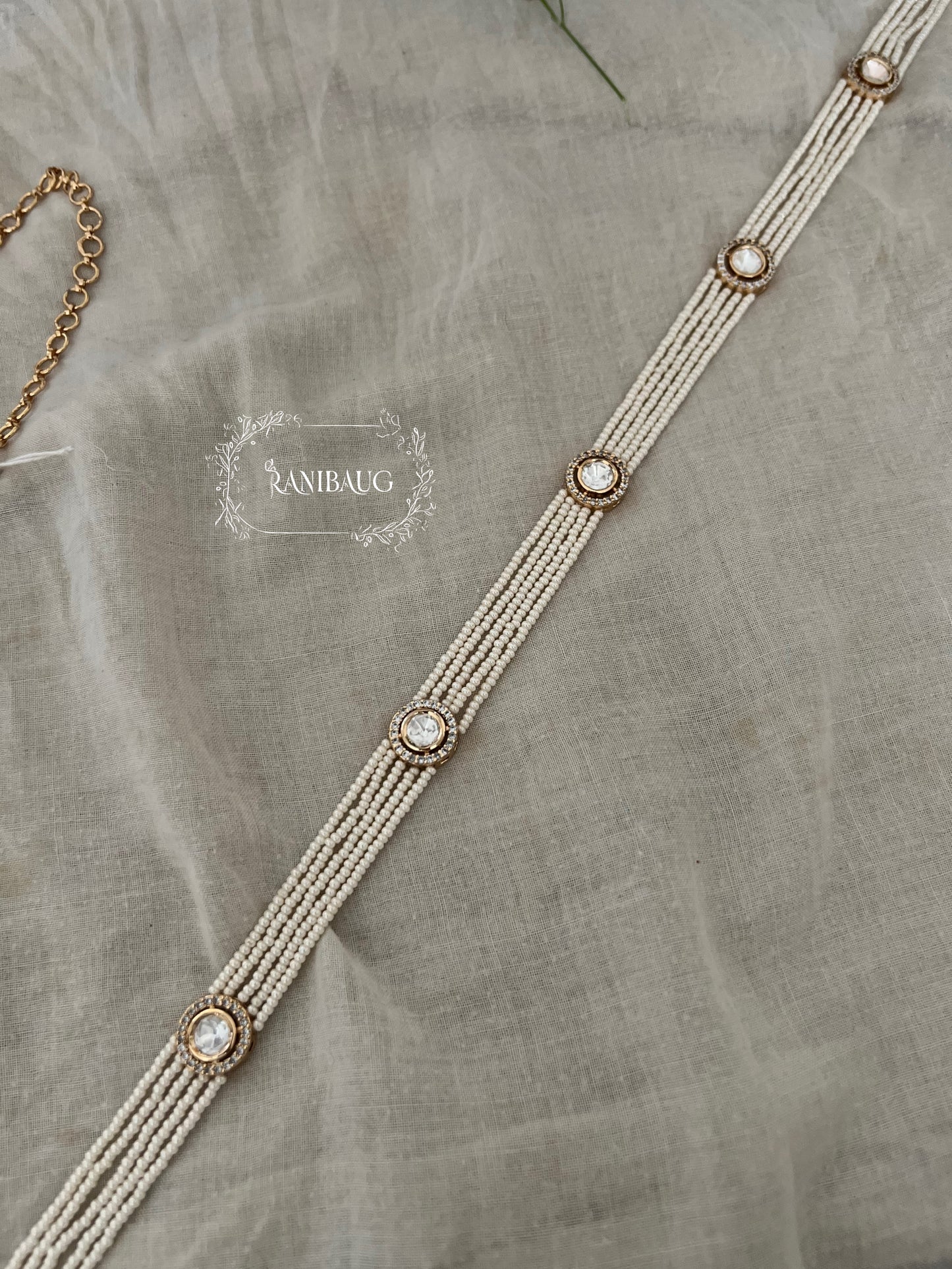 Sachi Mossainite Pearl Chain Kamarbandh By Ranibaug