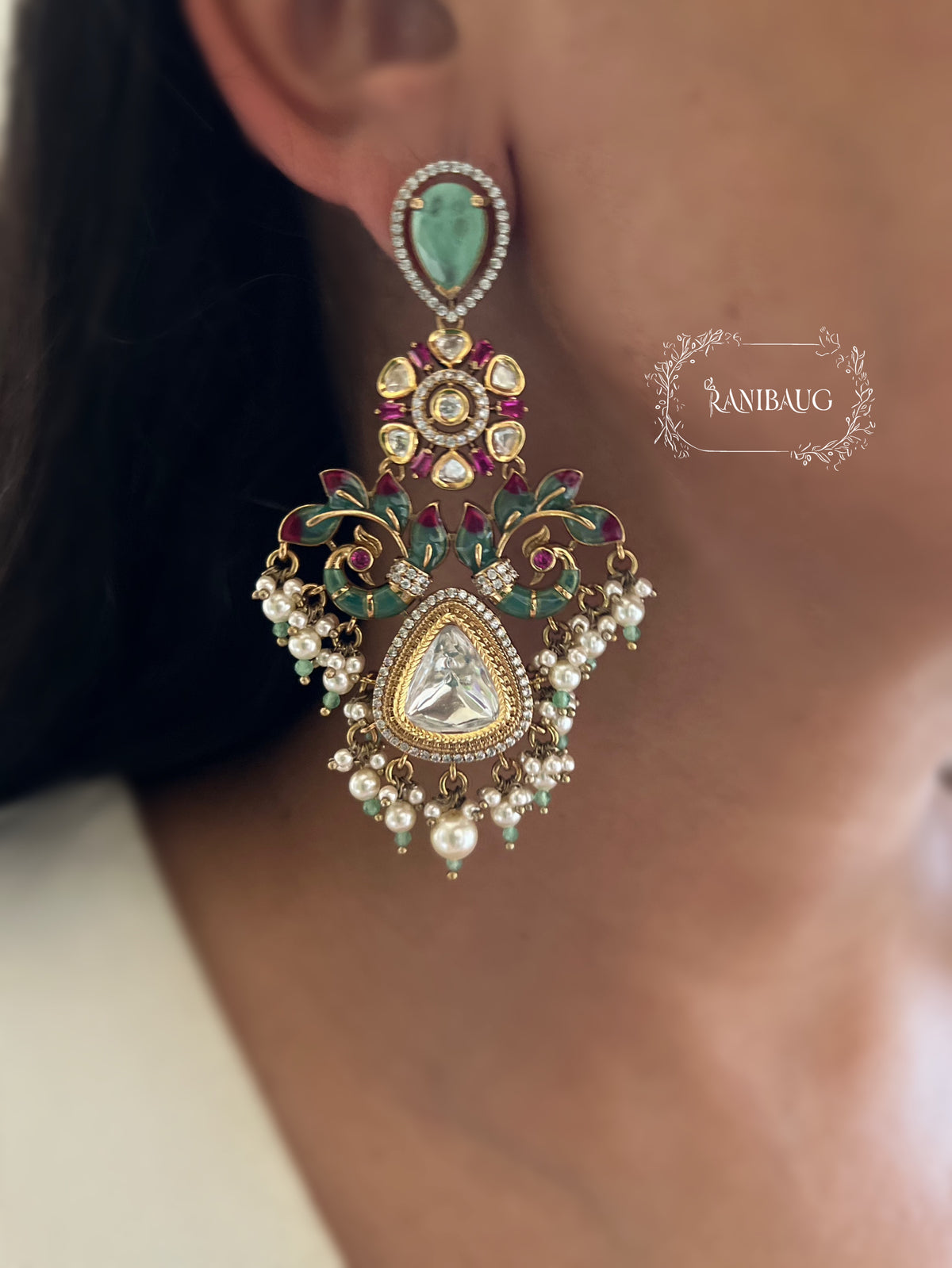 Samaira Polki Kundan Gold Finish Designer Festive Dangler Earrings By Ranibaug