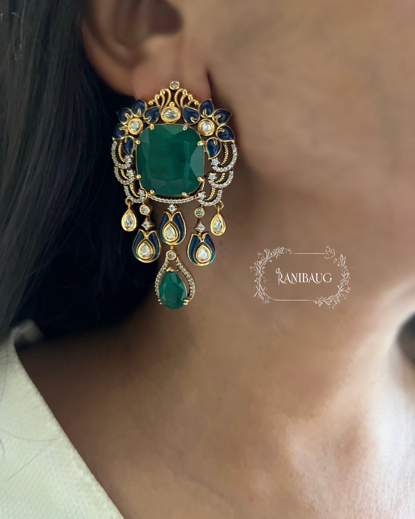 Nazrana Festive Gemstone Regal Statement Earrings 2025 By Ranibaug