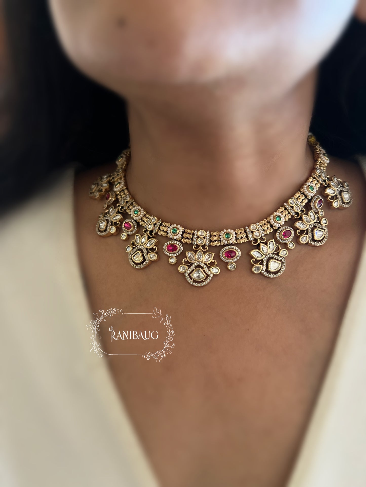 Sanika Designer Lotus Kundan Necklace Set For Women By Ranibaug