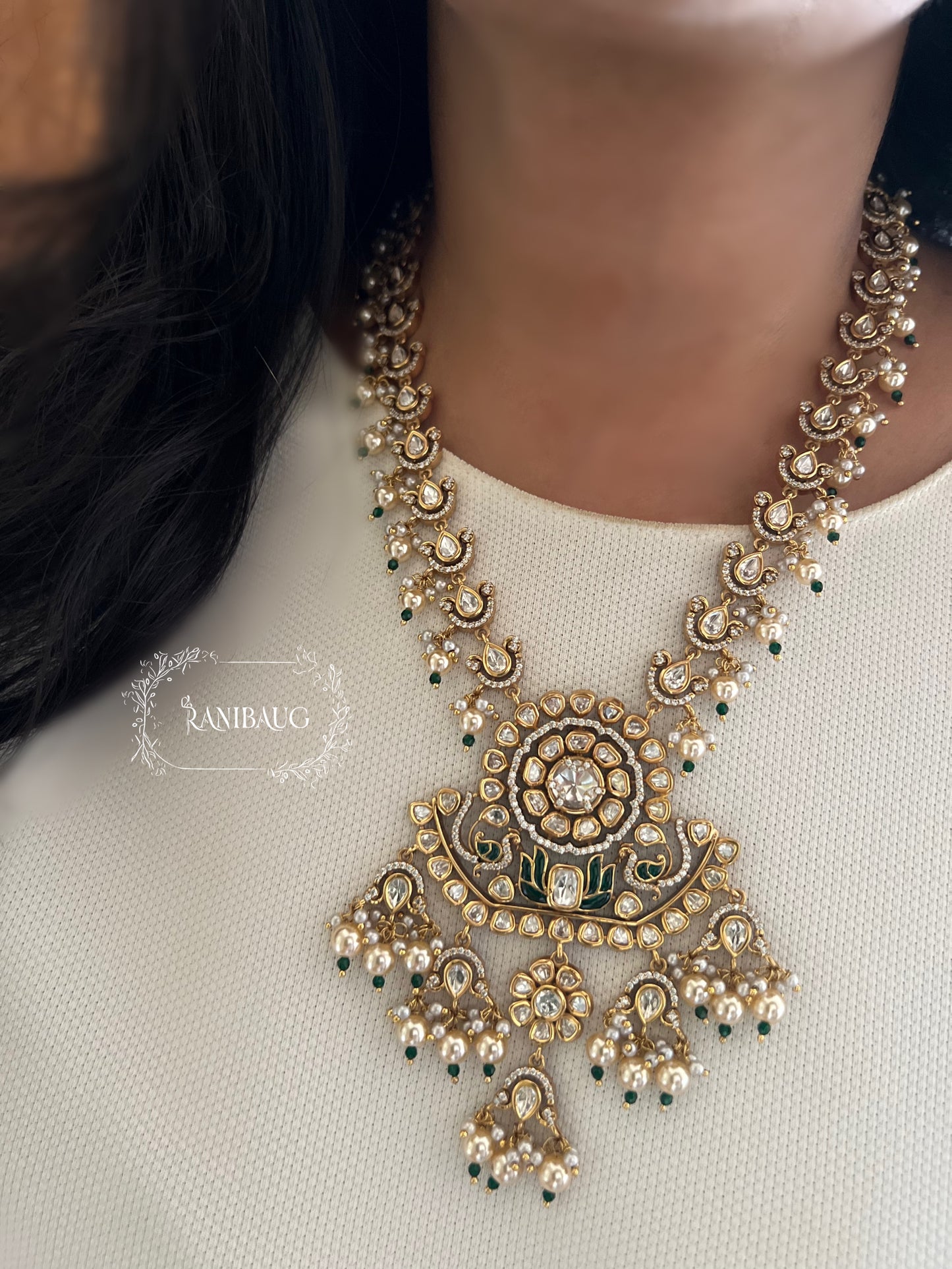 Shobhika Heavy Polki Kundan Studded Designer Bridal Jewelry Long Necklace In Rich Gold Finish By Ranibaug | 2026 Jewelry Trends