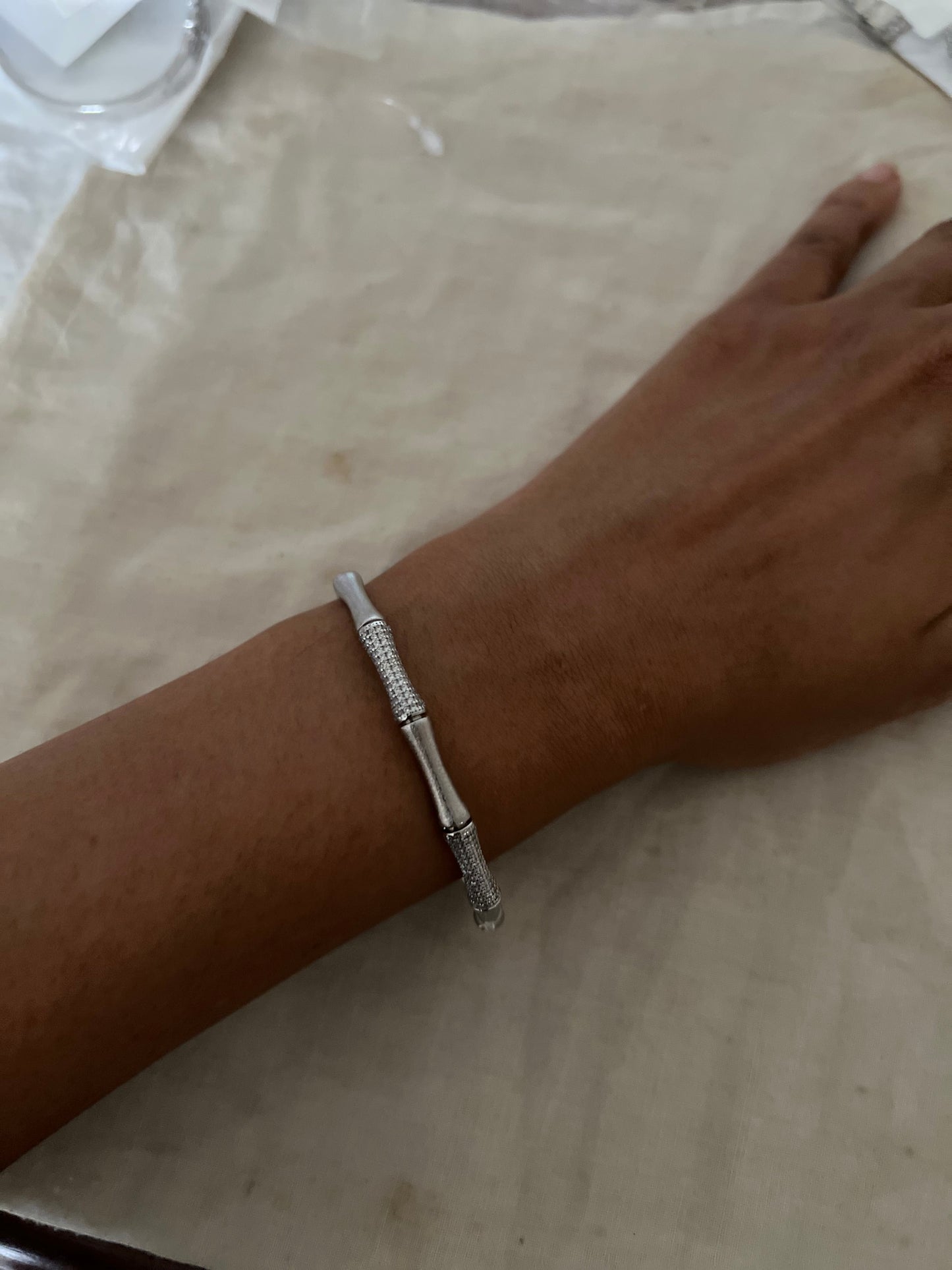 Silver Laurel Diamond Bracelet By Ranibaug