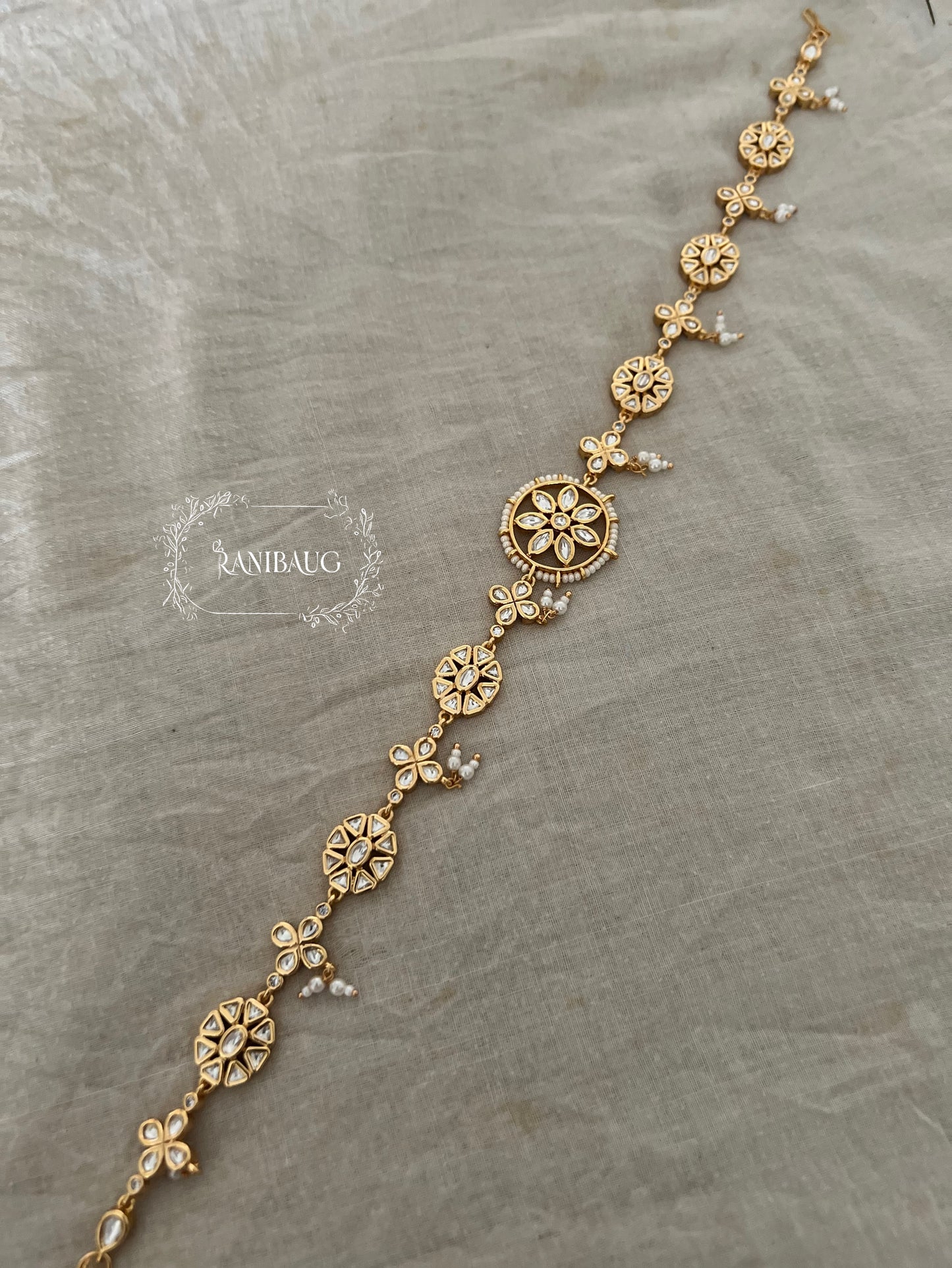 Simar Mossainite Gold Sheesh Patti For Poshak By Ranibaug