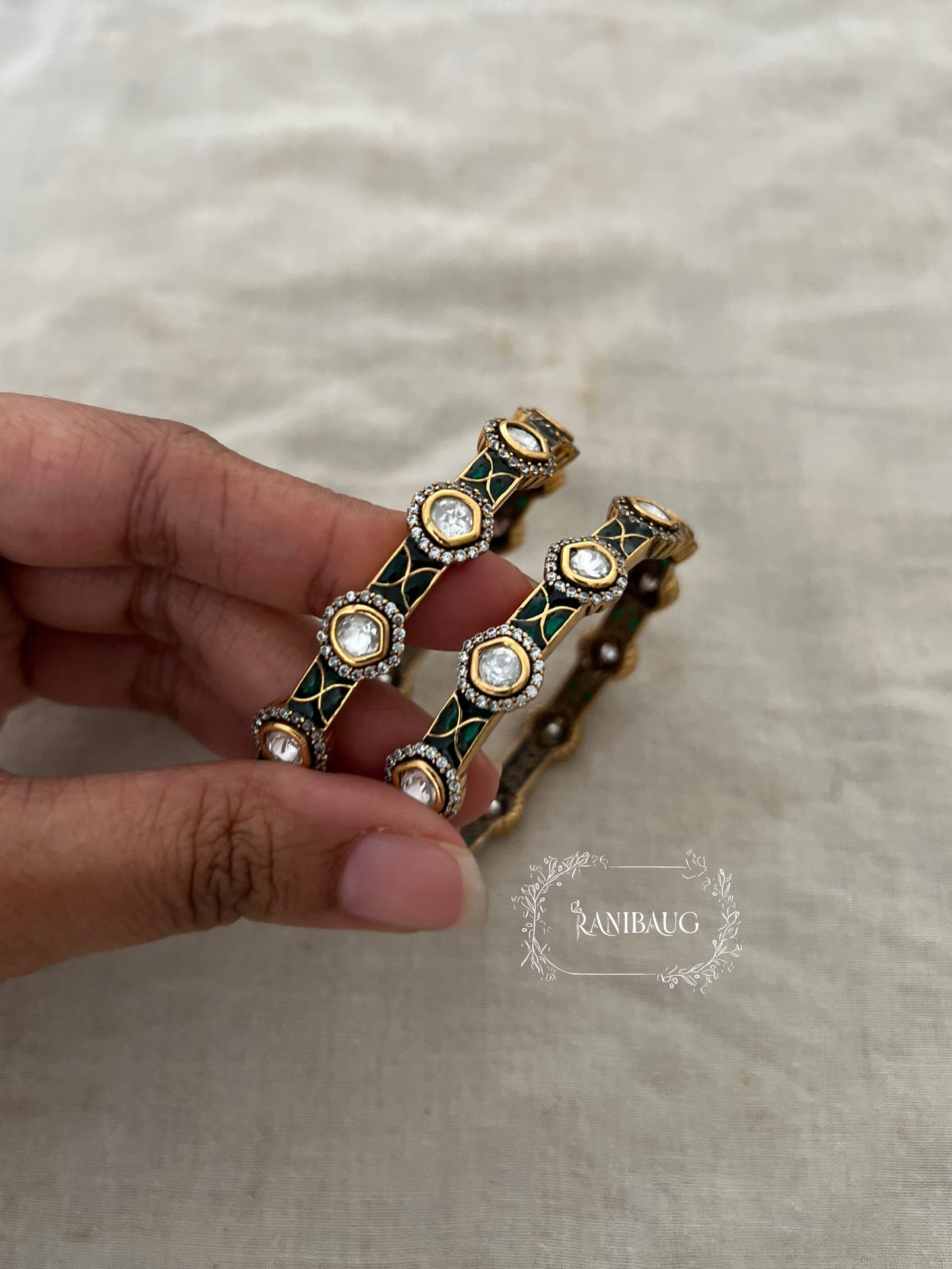 Sonali Polki Bangles In Antique Gold Tone By Ranibaug