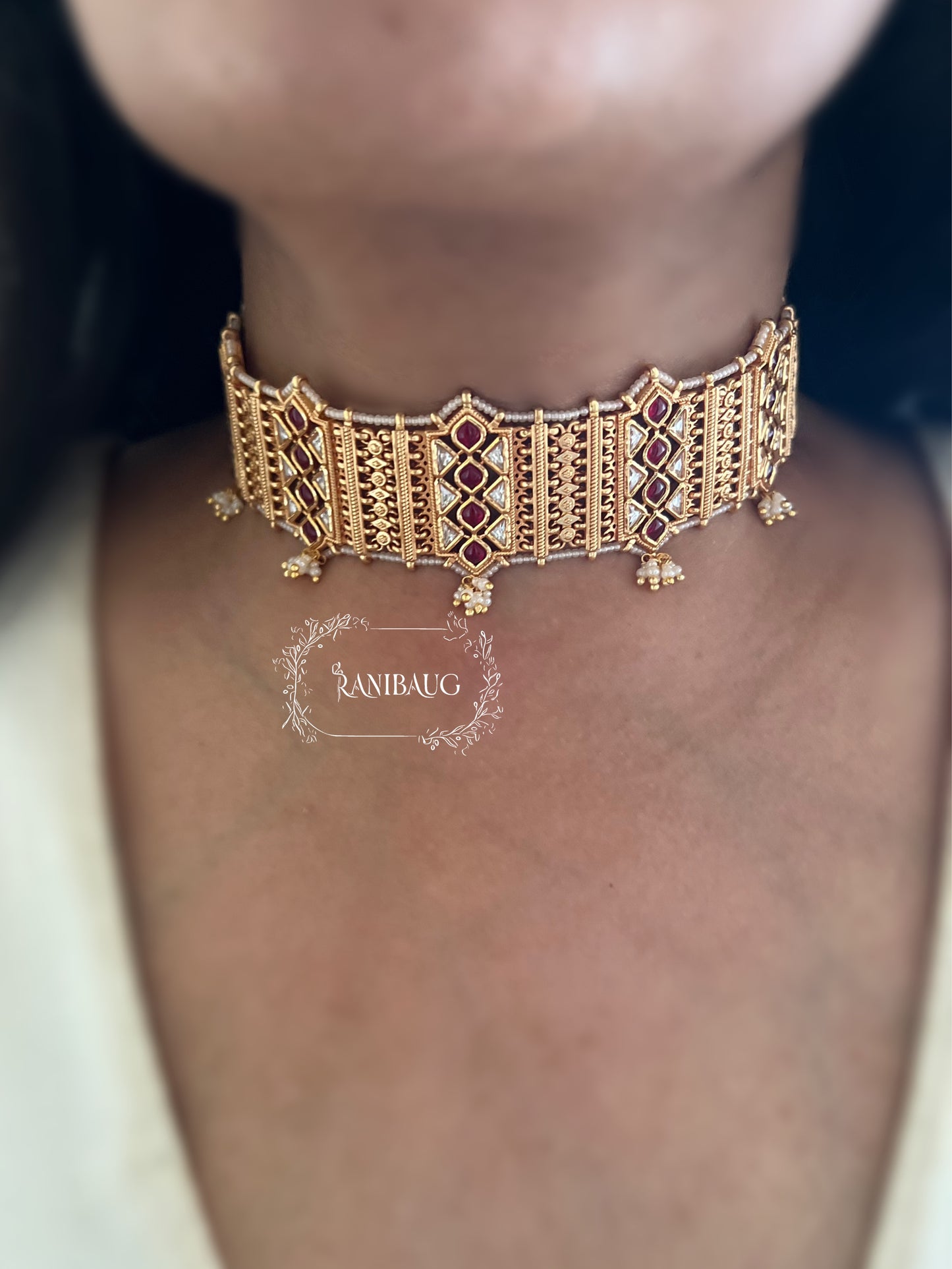 Srivalli Gold Plated Heritage Traditional Indian South Temple Jewellery Cchoker Set By Ranibaug