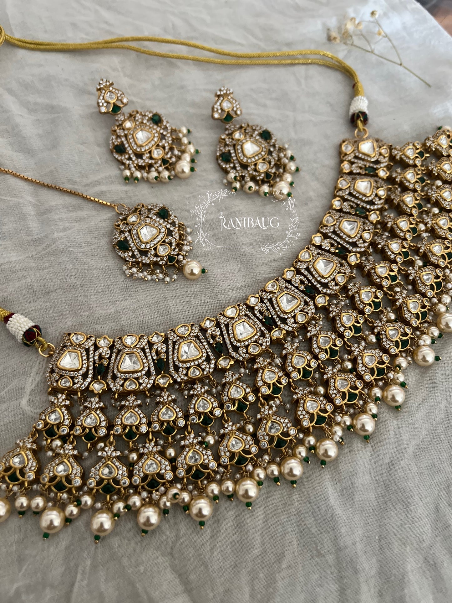 Suhasi Bridal Polki Kundan Embelished Rich Gold Plating Jewellery Set By Ranibaug