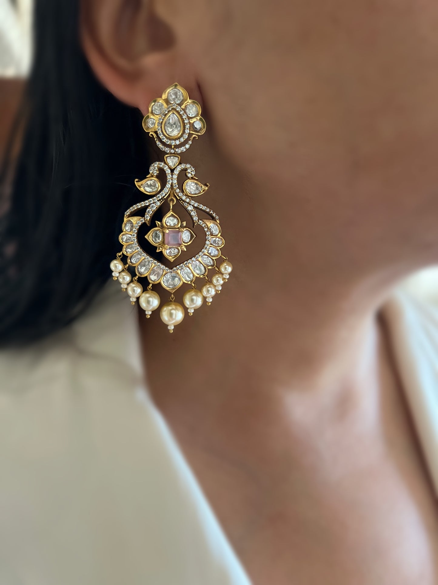 Sunaina Vintage Style Polki Kundan Chandelier Earrings | Ranibaug