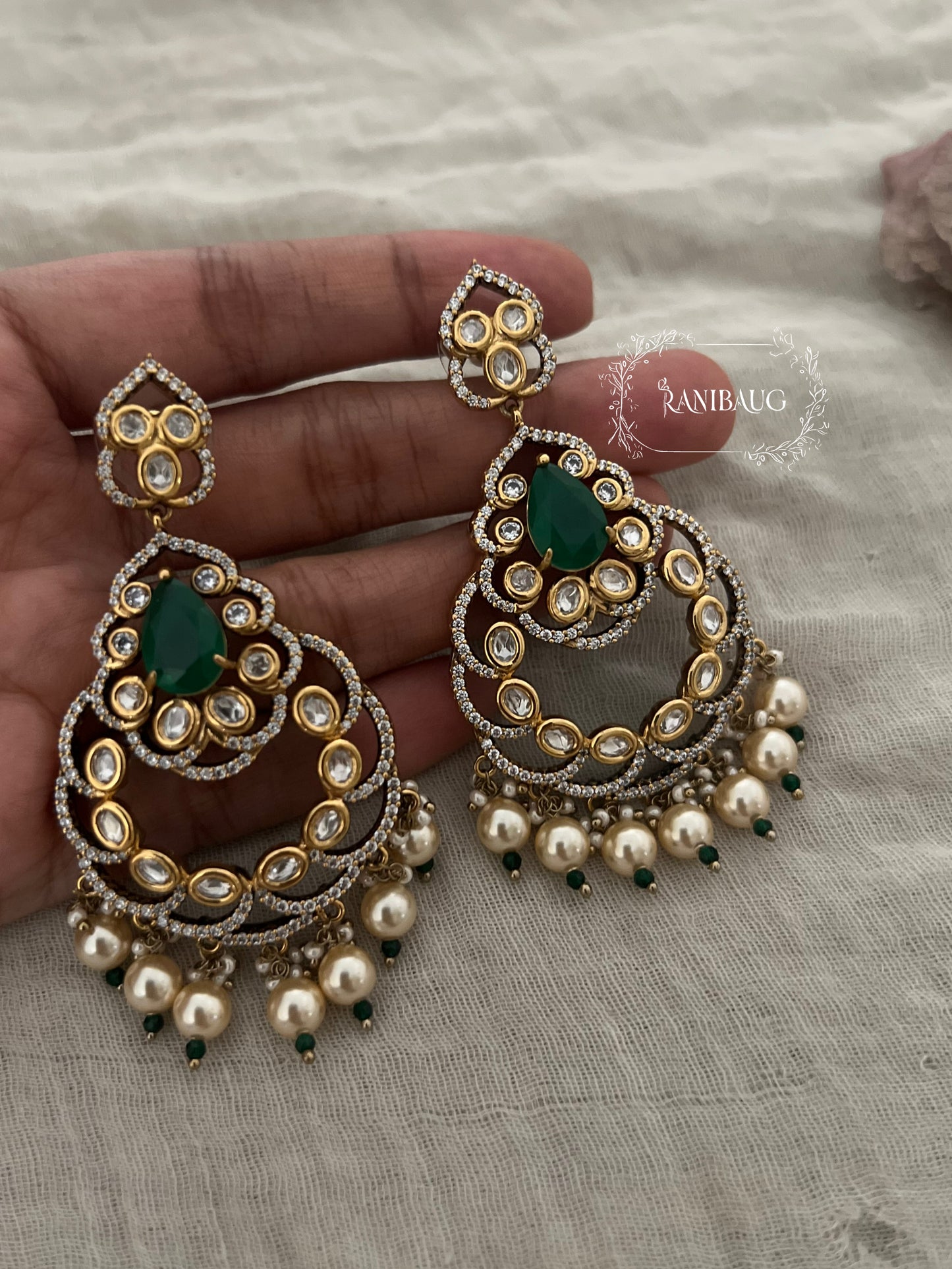 Tanishqa Pearl Adorned Polki Earrings | Ranibaug