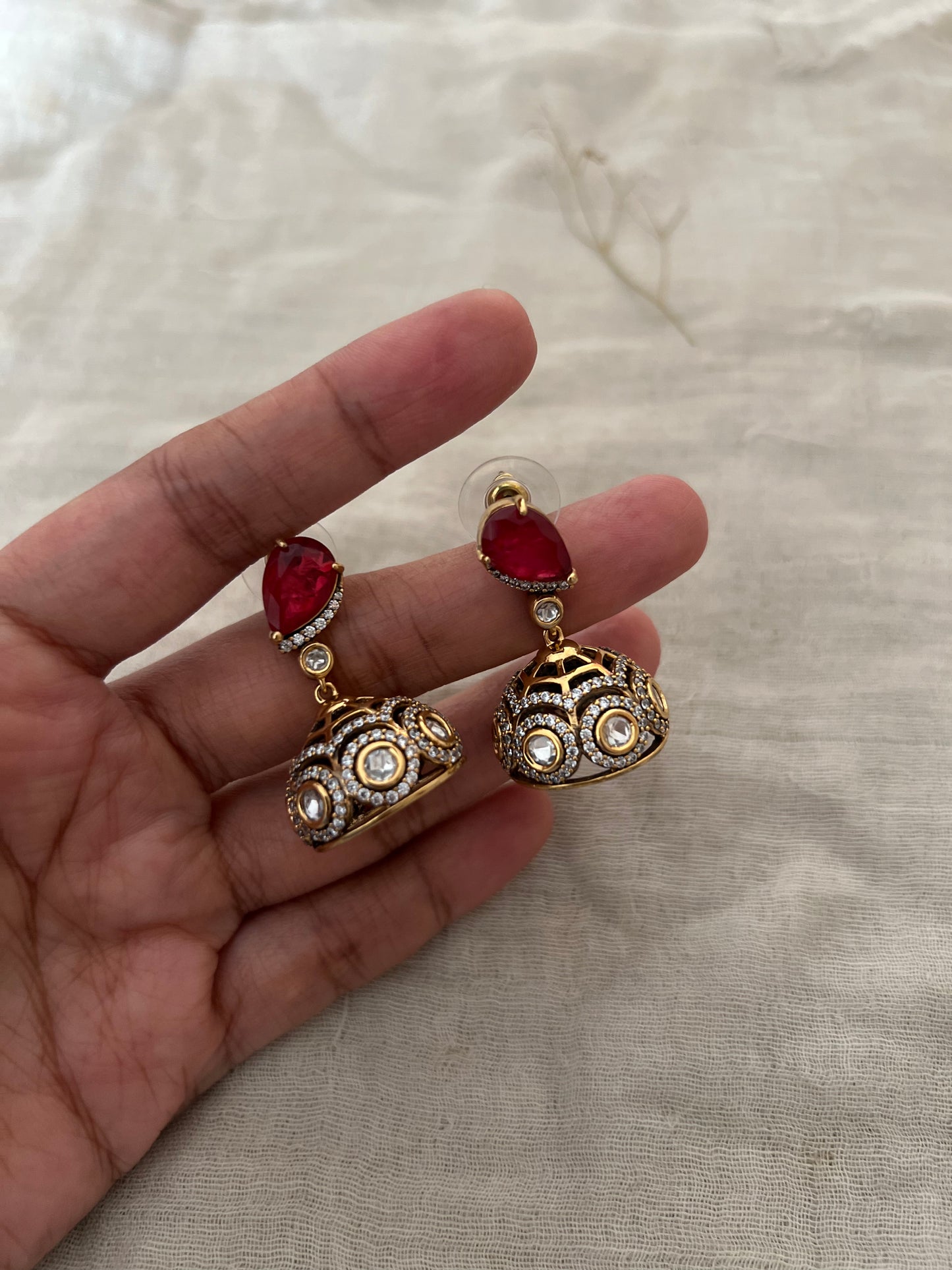 Tarang Designer Small Gold Jhumka Earrings | Ranibaug