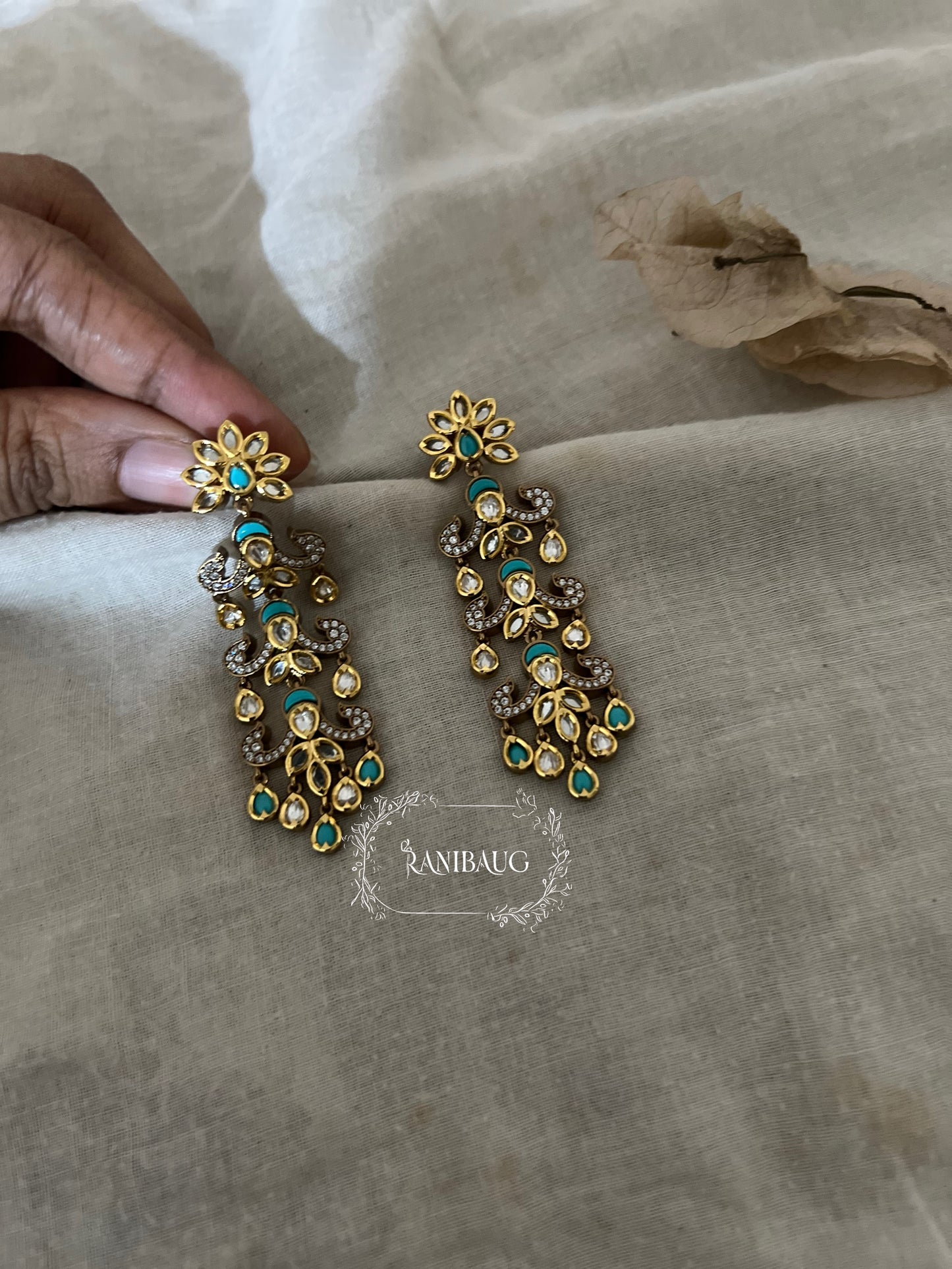 Urvashi Polki Gold-Plated Multi-Color Festive Fall Earrings By Ranibaug | 2026