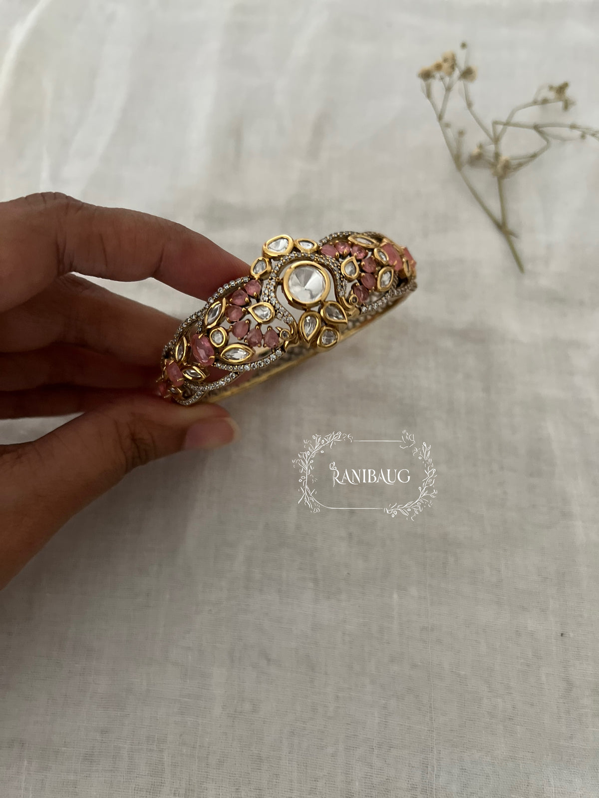 Vanika Polki Leaf Royal Designer Festive Bracelet By Ranibaug