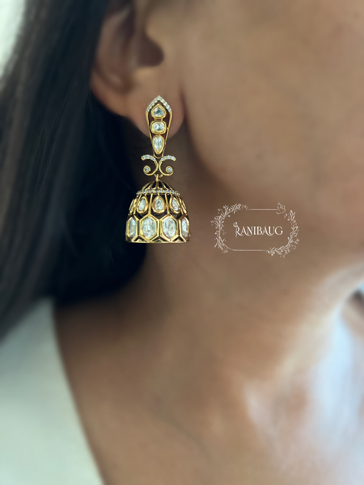 Varika Polki Kundan Traditional Festive Jhumkas By Ranibaug