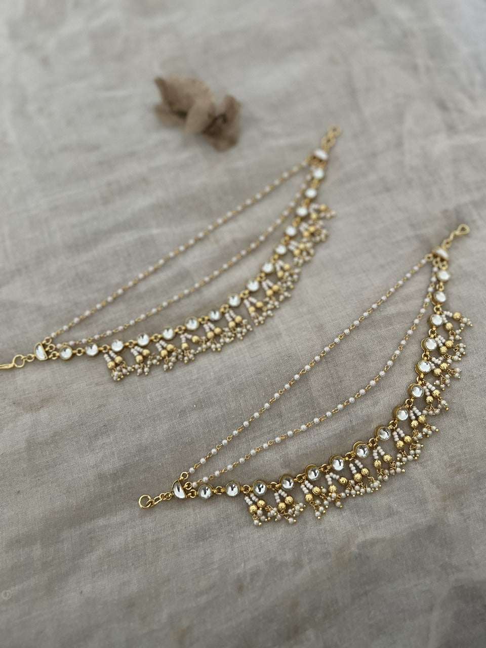 Isha Polki Kundan Gold Hair Chain Jewellery By Ranibaug