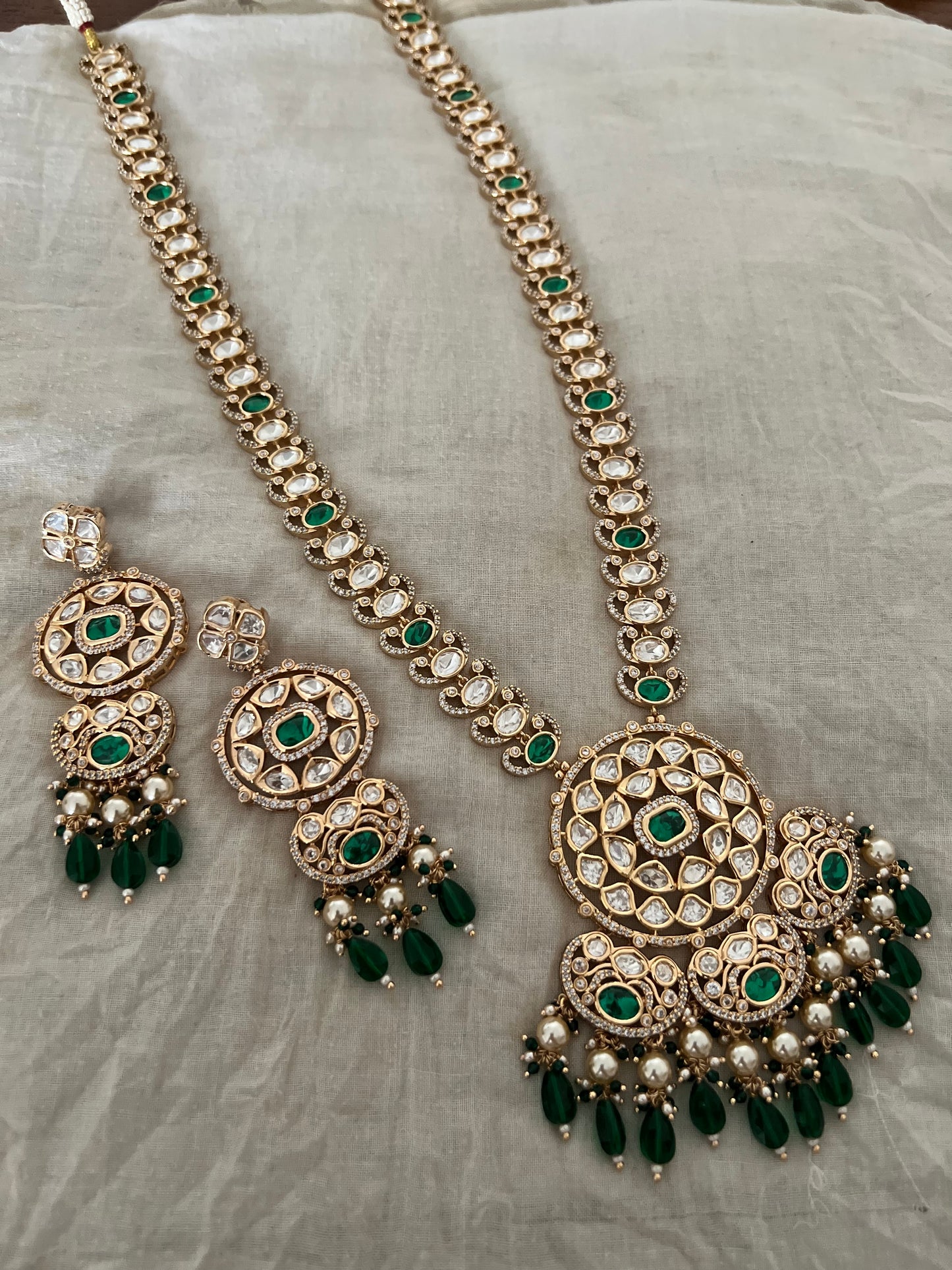 Yashika Long Beaded Polki Kundan Gold Plated Necklace Set By Ranibaug | 2026