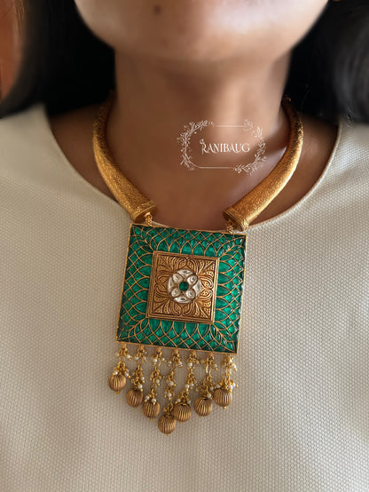 Nishika Rich Gold Finish Temple Traditional Heritage Jewellery Set By Ranibaug