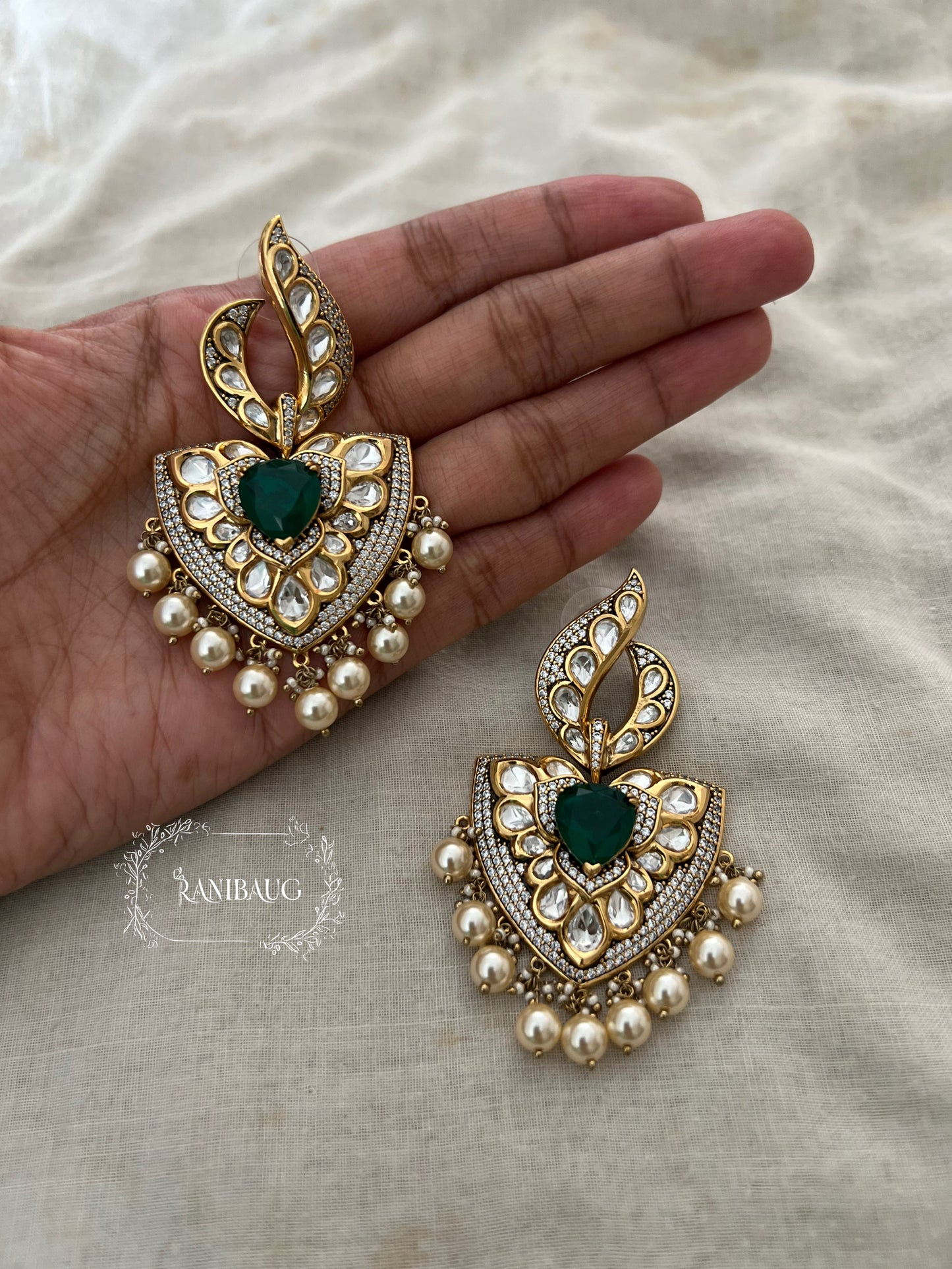Tanishqa Pearl Adorned Polki Earrings | Ranibaug