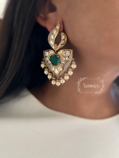 Tanishqa Pearl Adorned Polki Earrings | Ranibaug