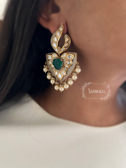 Tanishqa Pearl Adorned Polki Earrings | Ranibaug