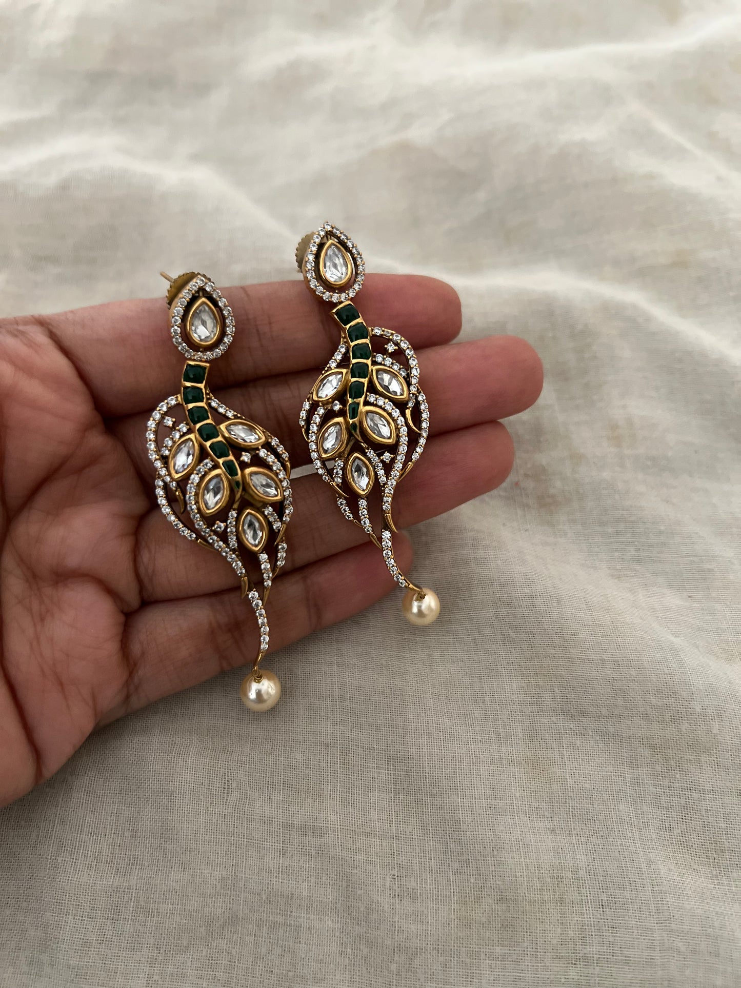 Krishi Regal Gemstone Dangling Earrings | Ranibaug