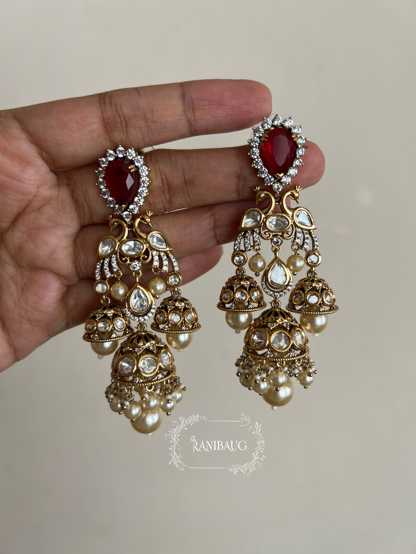 Hanaya Statement Polki Kundan Chandelier Earrings | Ranibaug