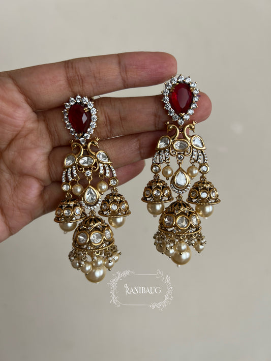 Hanaya Statement Polki Kundan Chandelier Earrings | Ranibaug