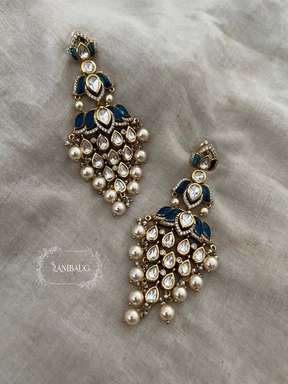 Tanishqa Lotus Shaped Gemstone Polki Danglers Festive Earrings By Ranibaug | 2026
