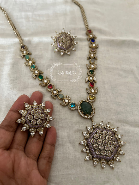 Sabya Manjari Vintage Antique Gold Multicolor Choker Set Adorned With Baroque Pearls By Ranibaug