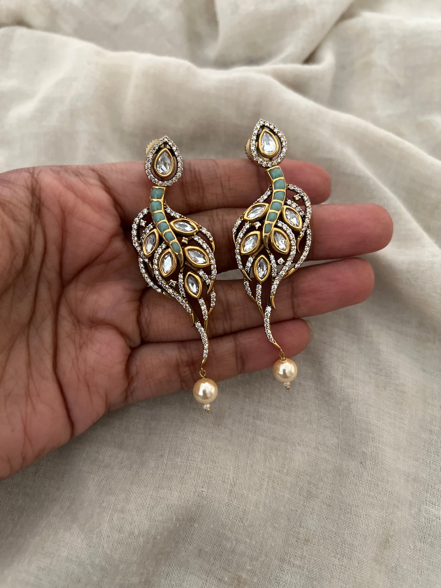 Krishi Regal Gemstone Dangling Earrings | Ranibaug