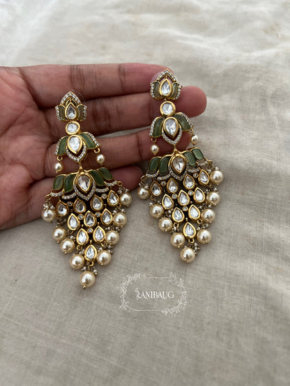 Tanishqa Lotus Shaped Gemstone Polki Danglers Festive Earrings By Ranibaug | 2026