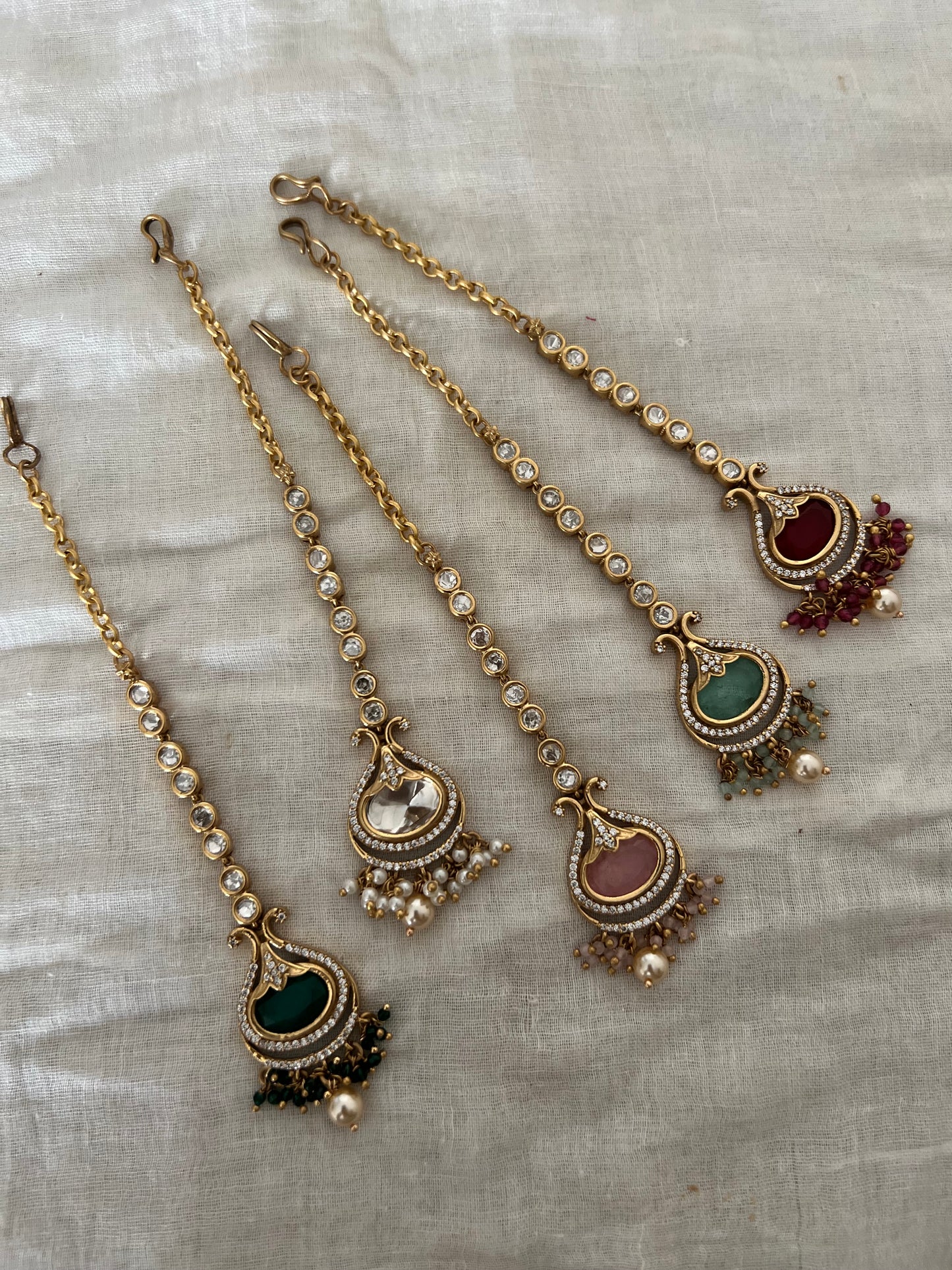 Ramya Vintage Polki Kundan Festive Maang Tikka By Ranibaug