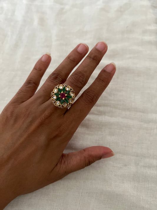 Gul Floral Polki Kundan Classic Ring Jewelry By Ranibaug