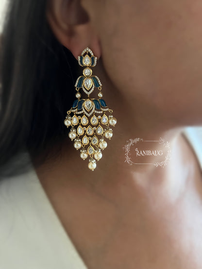 Tanishqa Lotus Shaped Gemstone Polki Danglers Festive Earrings By Ranibaug | 2026