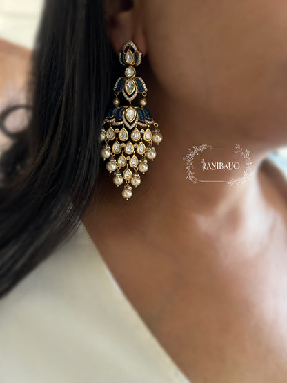 Tanishqa Lotus Shaped Gemstone Polki Danglers Festive Earrings By Ranibaug | 2026
