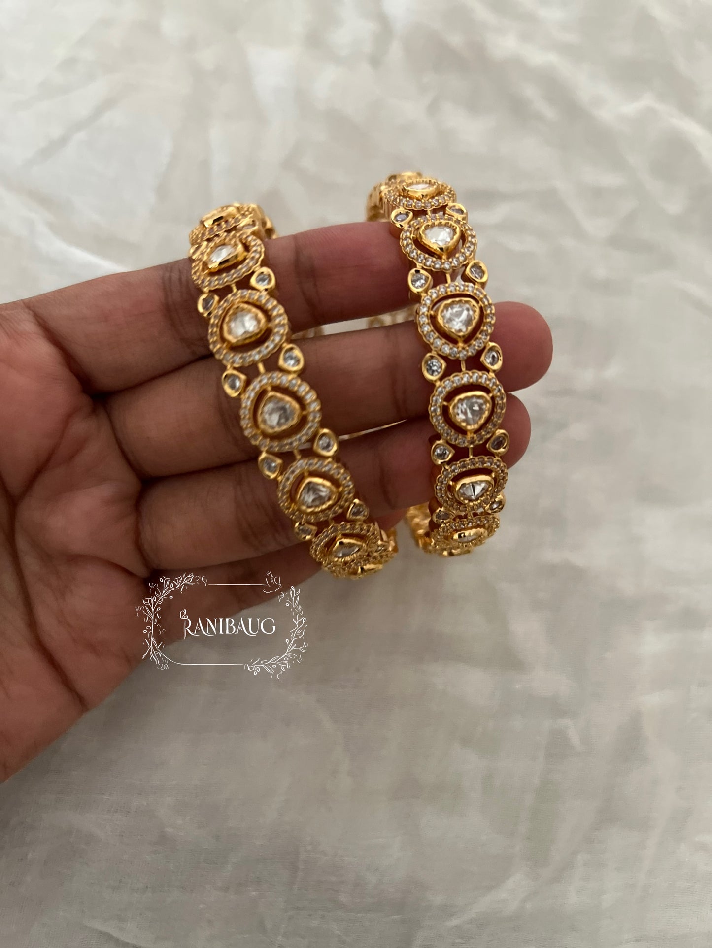 Aadhira Rich Gold Tone Polki Bangles By Ranibaug