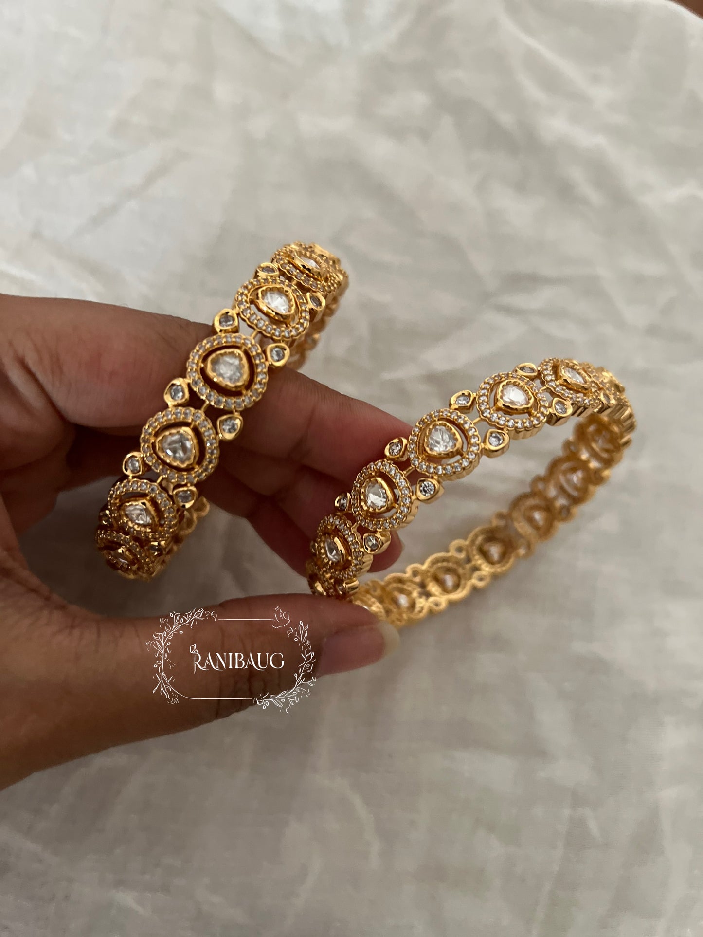 Aadhira Rich Gold Tone Polki Bangles By Ranibaug