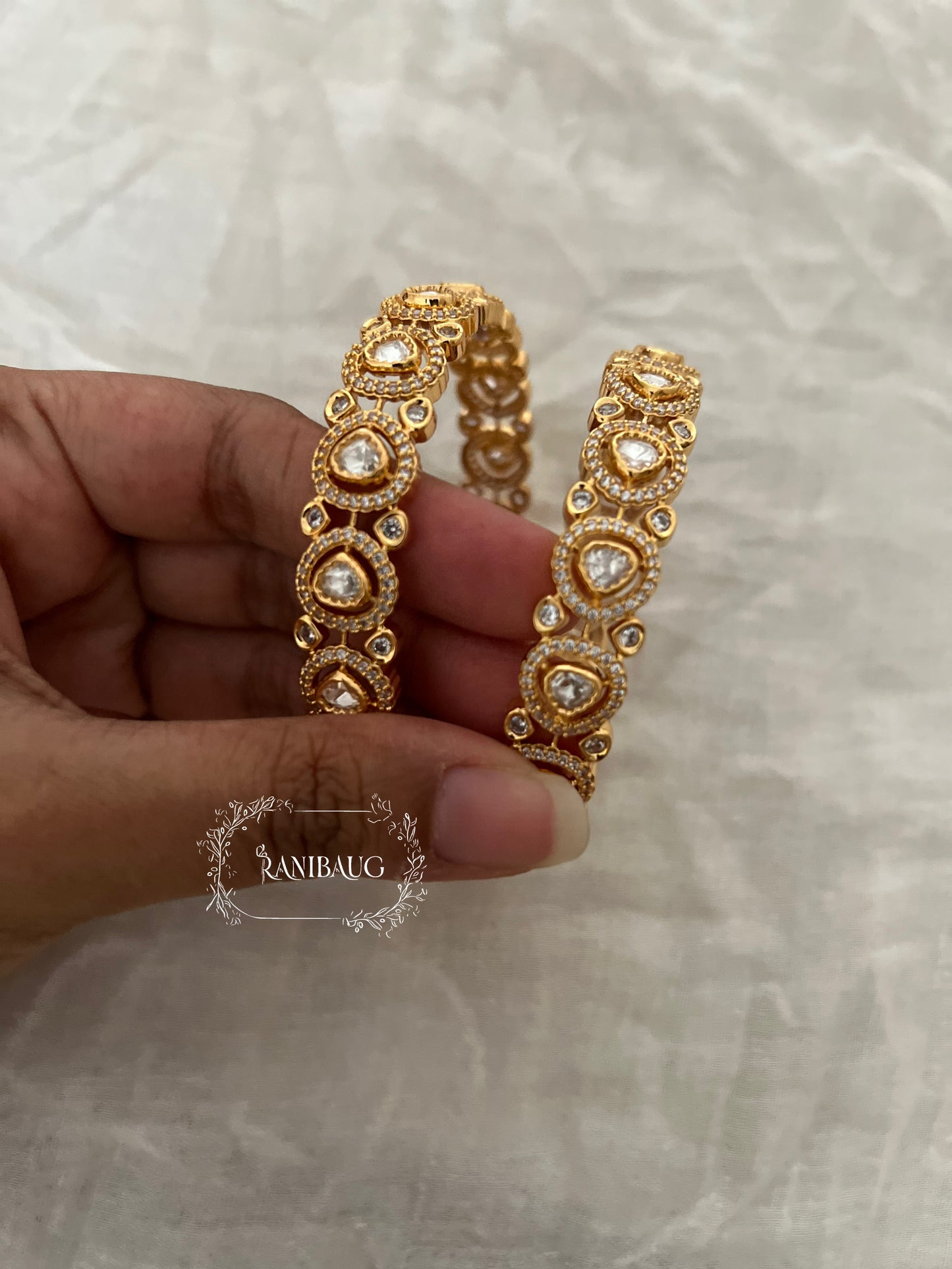 Aadhira Rich Gold Tone Polki Bangles By Ranibaug